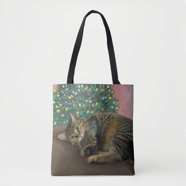 Merry Mischief - Christmas Kitty   Tote Bag (Front)