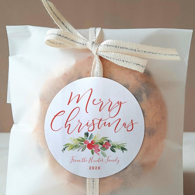 Merry Mistletoe | Classic Round Sticker (Creator Uploaded)