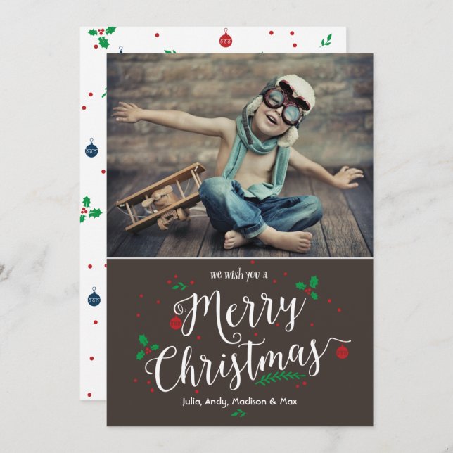 Merry Mistletoe in Bark 1 Photo Holiday Card (Front/Back)