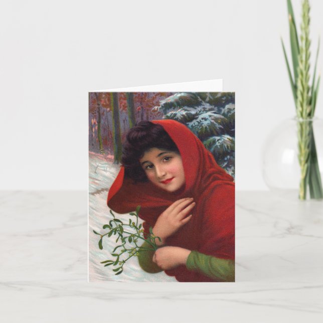 Merry Mistletoe Maiden Holiday Card (Front)