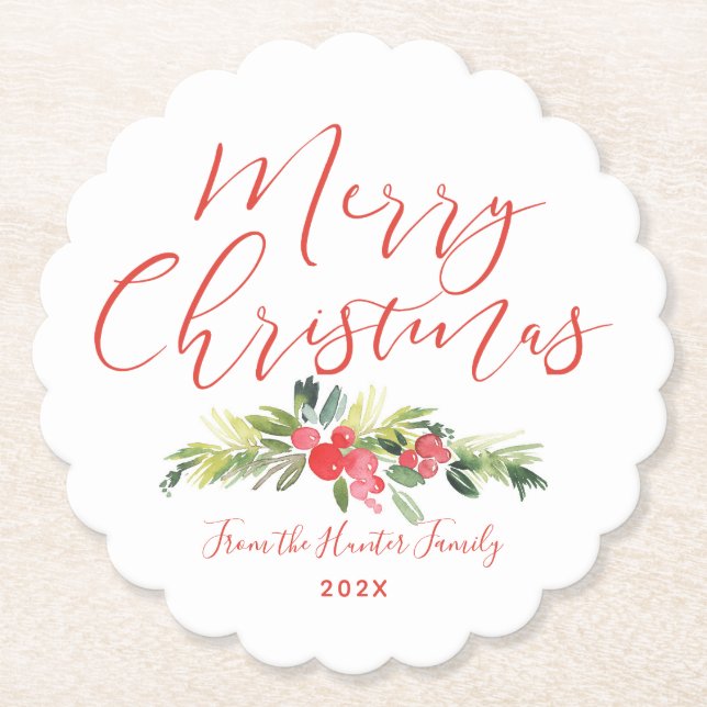 Merry Mistletoe | Paper Coaster (Front)