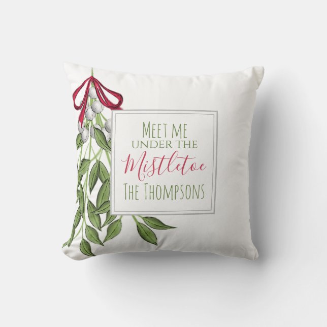 Merry Mistletoe Red and Green Christmas Custom Cushion (Front)