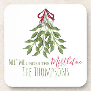 Merry Mistletoe with White Berries Coaster