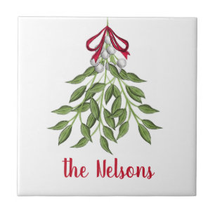 Merry Mistletoe with White Berries Tile