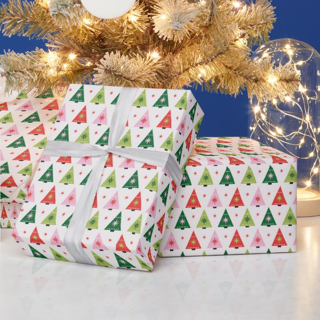 Merry & Mod Christmas Trees Wrapping Paper (Holidays)