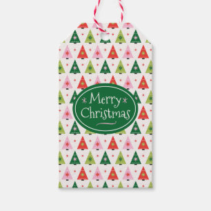 Merry & Mod Retro Christmas Trees Gift Tag