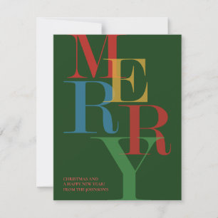 MERRY Modern Bold Photo Christmas Holiday Card