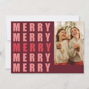 MERRY modern bold red Letter Christmas Photo  Holiday Card