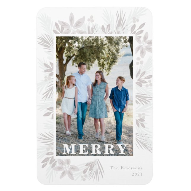 Merry Modern Christmas Flexible Photo Magnet (Vertical)