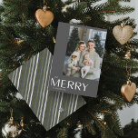 Merry Modern Grey Photo Christmas Holiday Card<br><div class="desc">This year, let your friends and family know you care with the Merry Modern Grey Photo Christmas card. Not only is it stylish and up-to-date, but it has enough space for you to include your favourite memory from the past year. The design is clean and minimal yet still festive, featuring...</div>