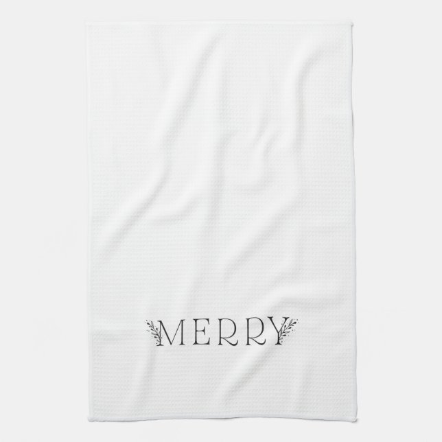 MERRY - Modern Holiday - Black and White Towel (Vertical)