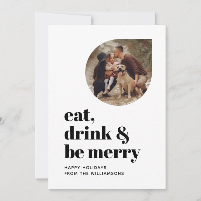 Merry Modern Minimalist Family Photo 2021 Holiday Card (Front)