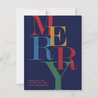 MERRY Modern Playful Photo Christmas Holiday Card