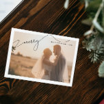 Merry Modern Typography Name 2 Photo Christmas Holiday Card<br><div class="desc">This beautiful, modern Merry Modern Typography Name 2 Photo Christmas Holiday card features your horizontal wedding photo behind a white border, with the word 'Merry' in a beautiful modern calligraphy typography with decorative flourishes on the ends of the words. The card is personalised with your names in a modern sans...</div>