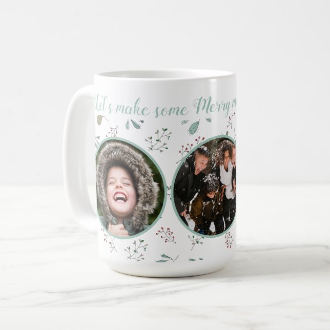 Merry Moments Holiday Three Photo Coffee Mug (Front Left)