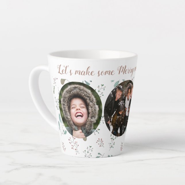 Merry Moments Holiday Three Photo Latte Mug (Left Angle)