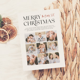 Merry Moments Modern Christmas 9 Photo Collage Holiday Card