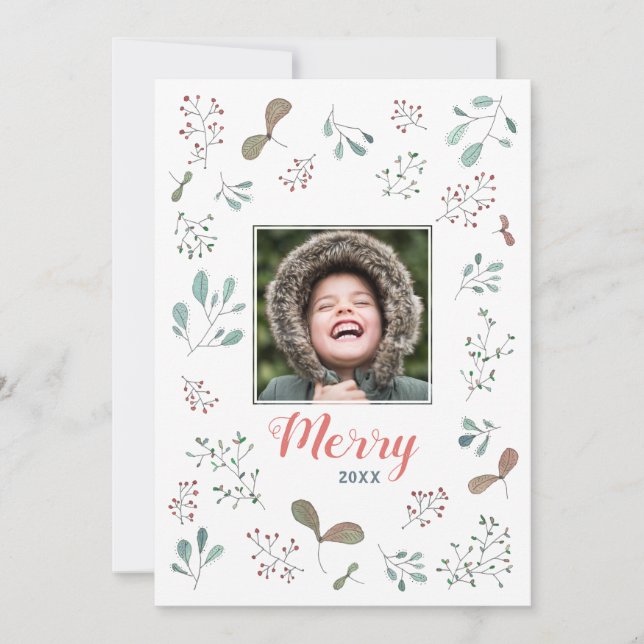 Merry Moments Winter Branches Photo Holiday Card (Front)