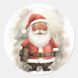 Merry Moments with Black Santa Classic Round Sticker