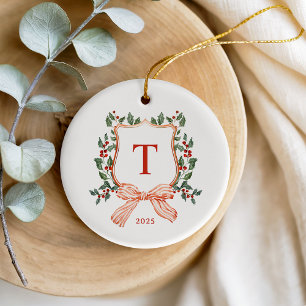 MERRY MONOGRAM Photo Ceramic Tree Decoration