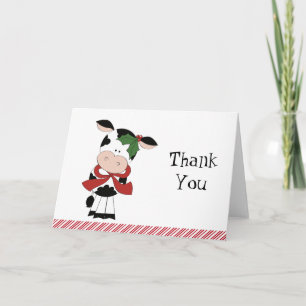 Merry Moo Christmas Cow Thank You Notes