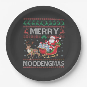 Merry MooDengmas Moo Deng Christmas Santa Hippo Paper Plate