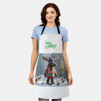 Merry Moose and Friends Christmas Personalised Apron