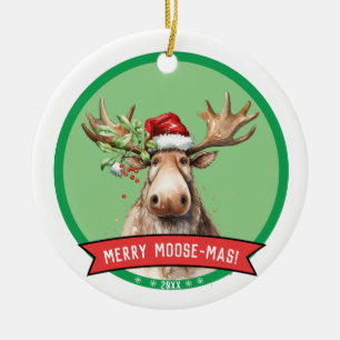 Merry Moose - Mas Holiday Christmas  Ceramic Tree Decoration