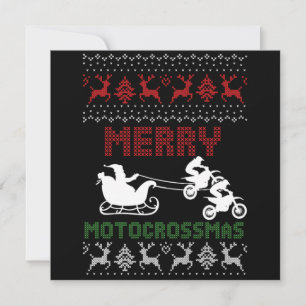 Merry Motocrossmas Deer Ugly Christmas Motorcycle  Invitation