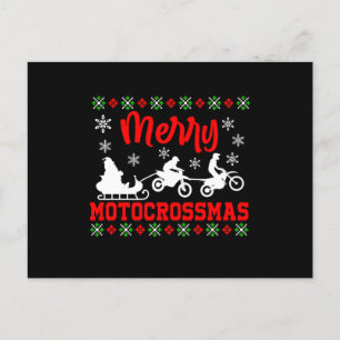 Merry Motocrossmas Motorcycle Santa Claus Ugly Xma Postcard