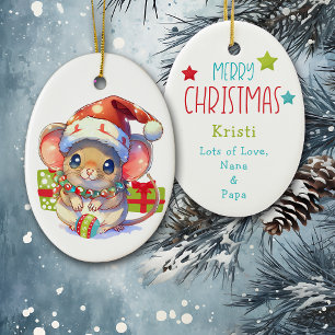 Merry Mouse Kids Christmas Ceramic Tree Decoration