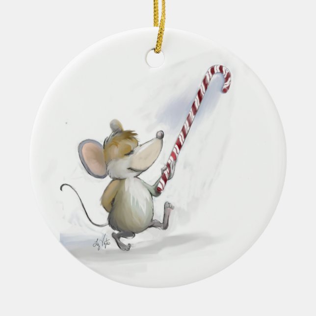 Merry Mouse Moe Circle Ornament (Front)