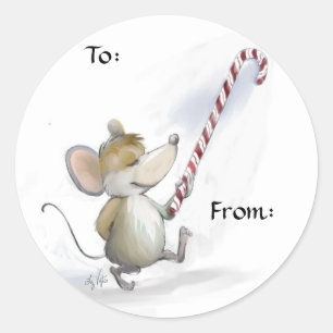 Merry Mouse Moe Gift Tags/Stickers Classic Round Sticker