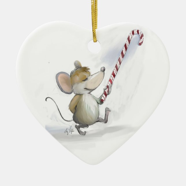Merry Mouse Moe Heart Ornament (Front)