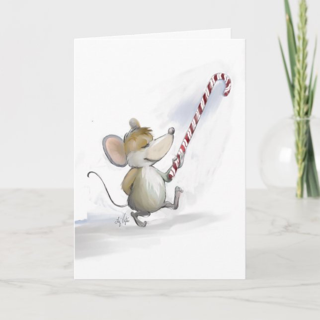 Merry Mouse Moe Holiday Greeting Card (Front)