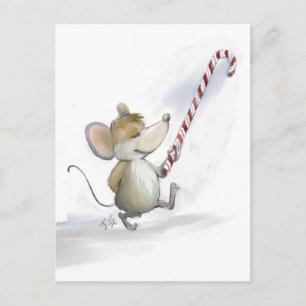 Merry Mouse Moe Holiday Postcard