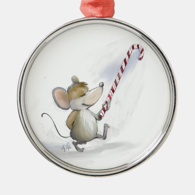 Merry Mouse Moe Round Ornament (Front)