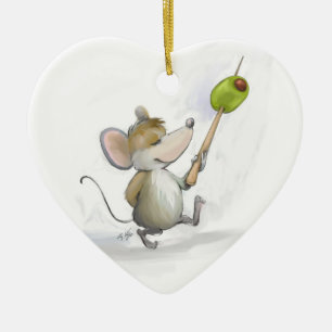 Merry Mouse Moe with Olive Heart Ornament