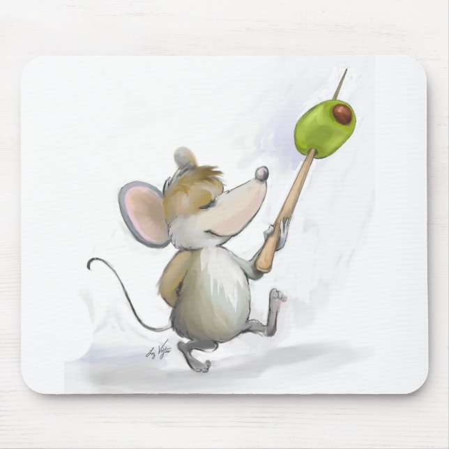 Merry Mouse Moe with Olive  Mousepad (Front)