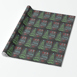 Merry Moustache Chalkboard Christmas Wrapping Wrapping Paper