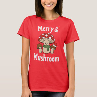 Merry & Mushroom, Cute Christmas Toadstools T-Shirt