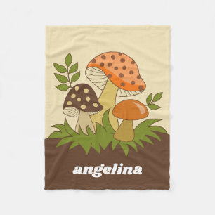 Merry Mushroom with Custom Name Fleece Blanket