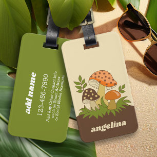 Merry Mushroom with Custom Name Luggage Tag