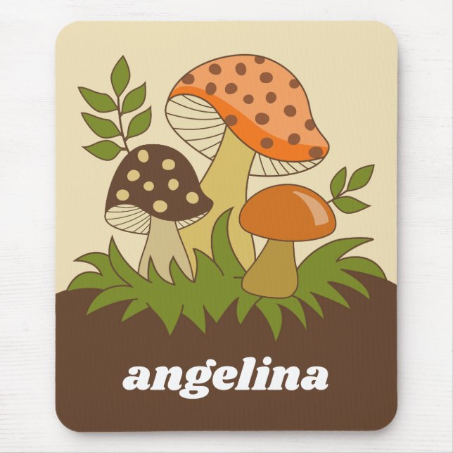 Merry Mushroom with Custom Name Mouse Mat (Front)