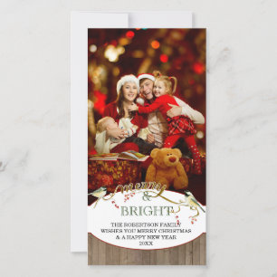 Merry n Bright Holidays Modern Photo Christmas Holiday Card
