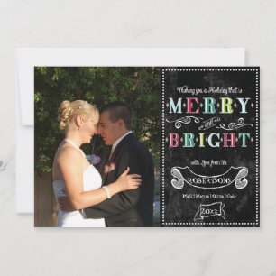 Merry n Bright Holidays Modern Photo Christmas Holiday Card