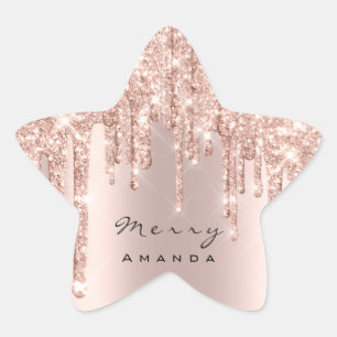 Merry Name 16th Bridal Rose Glitter Spark Stars Star Sticker