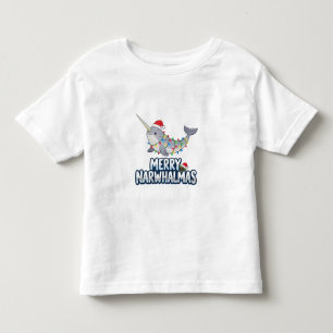 Merry Narwhalmas Wearing a Santa Hat Christmas Toddler T-Shirt