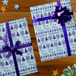Merry Navy Interfaith Childs Name Chrismukkah Wrapping Paper<br><div class="desc">Personalise this one of a kind Chrismukkah wrapping paper by adding your child's name to the navy blue Christmas tree and Hanukkah Menorah pattern and create something really special for under the tree. Designed for interfaith families who celebrate both Christian and Jewish holidays, this cute wrapping paper with dark blue...</div>