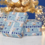 Merry Navy Interfaith Cute Chrismukkah Photo Wrapping Paper<br><div class="desc">Add your pictures to this cute holiday Merry Happy Chrismukkah photo wrapping paper in a festive pattern of dark navy blue Menorahs and Christmas trees on a pastel blue background for truly personalised gift wrap. This adorable custom gift wrap is perfect for blended interfaith families who celebrate both Hanukkah and...</div>
